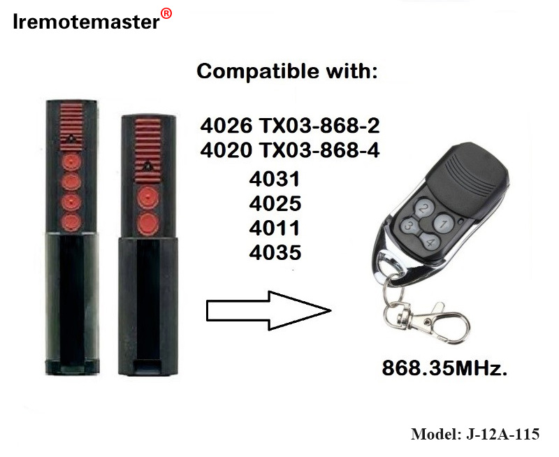 4020 4026 TX03-868-4 रिमोट कंट्रोल के लिए 868mhz TX03-8-4 रोलिंग कोड